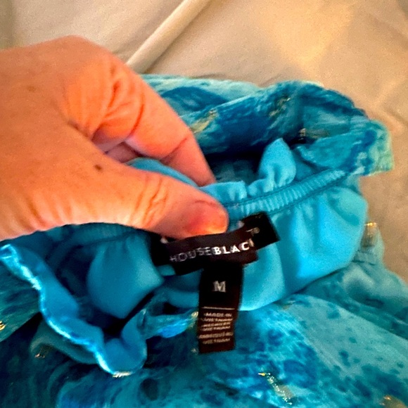 NWOT 2 for $25 GORGEOUS WHBM TEAL & GOLD BLOUSE 3/4 SLEEVE - Picture 3 of 3